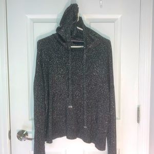 Tommy Hilfiger Silver Grey Shimmer Hooded Dress Top Sweater Size Large L Holiday